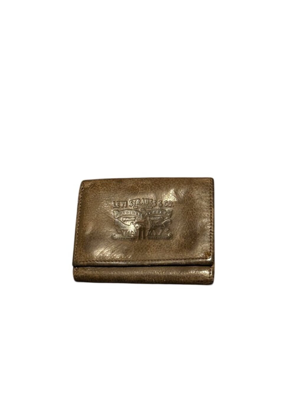 Levi's Strauss & Co. Trifold Wallet 100% Grain Bovine Leather Brown Check Desc